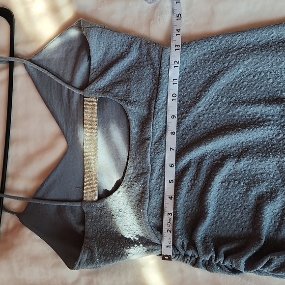 Women's Junior Size, Bodycon Sparkling Blue with Ruched Side Part & Slit Dress - Picture 10 of 11